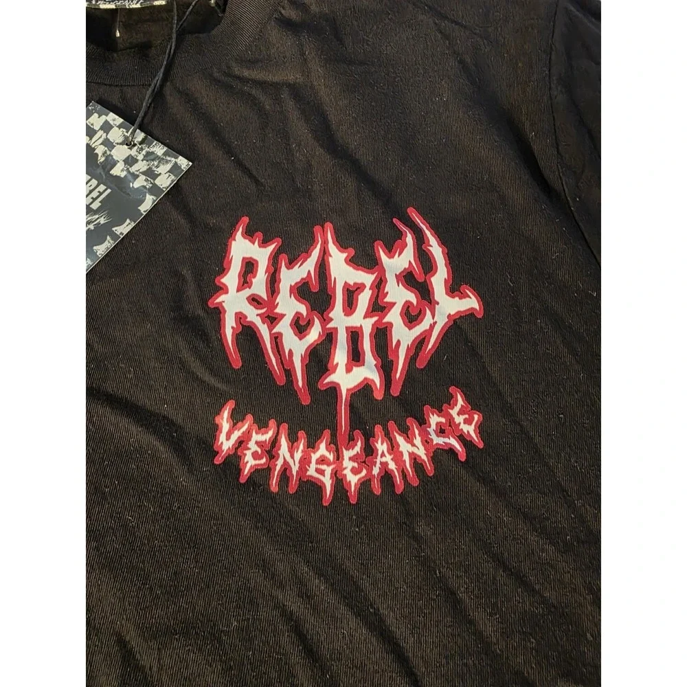 New Rebel Vengeance Never Fear The Grim Reaper Skull Streetwear Graphic Tee 2XL - Picture 5 of 6